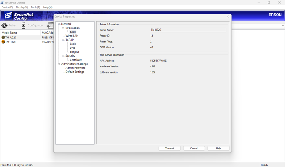 DHCP an Epson Printer Eposability